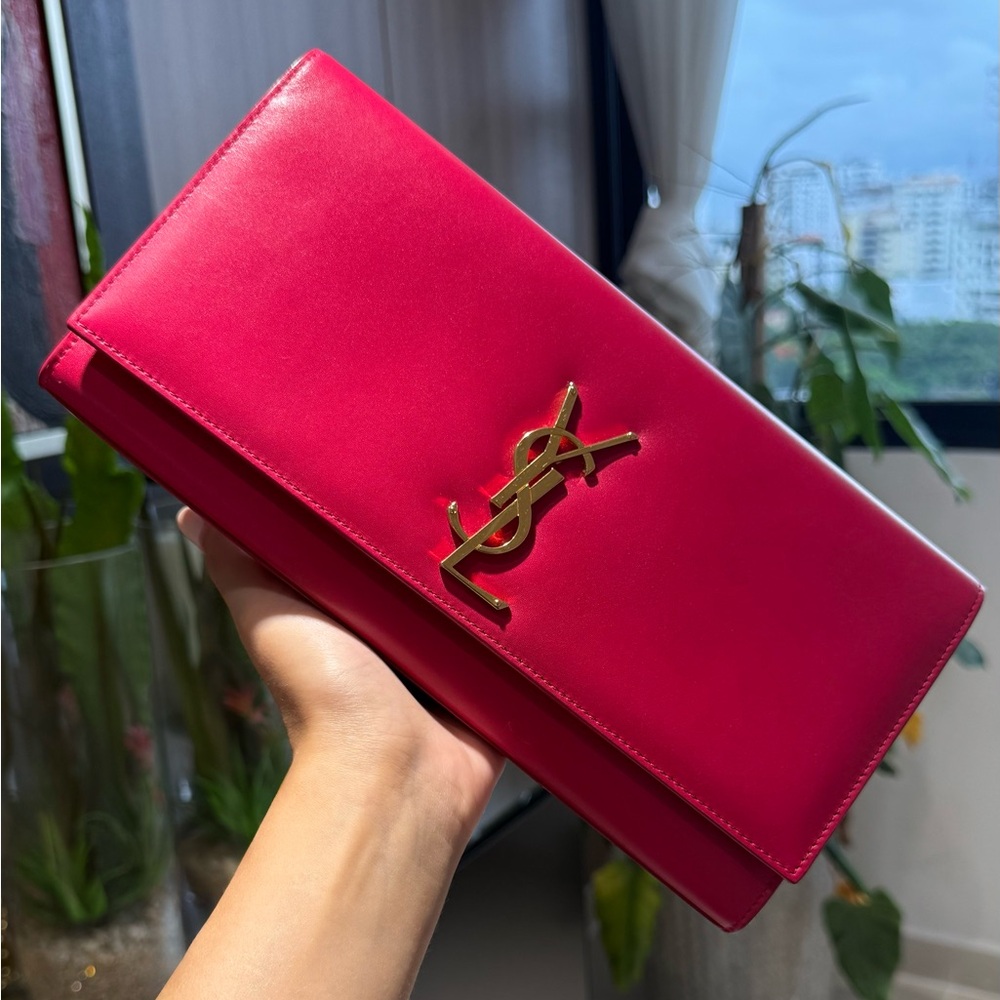 YSL Saint Laurent Fuchsia Cassandre Clutch